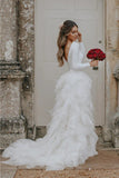 A-Line Court Train Princess Wedding Dress with Long Sleeves WD307-Pgmdress