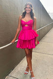 A-Line Strapless Keyhole Short Orange Homecoming Dress  PD538