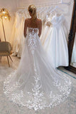 A-line Off-the-Shoulder Wedding Dresses With Lace Appliques Bridal Gown WD664-Pgmdress