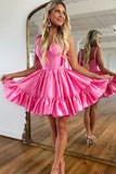 A-line Pink Ruffle Cute Sweetheart Homecoming Dresses  PD491-Pgmdress