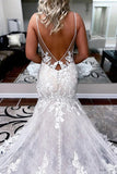 A-line Spaghetti Straps Mermaid Wedding Dress With Lace Appliques WD693