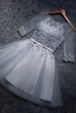 A-line Tulle Homecoming Dresses Scoop Short/Mini Prom Dresses  PD047-Pgmdress