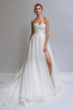 A-line Sweetheart Pleats Beach Wedding Dress Rustic Bridal Gown