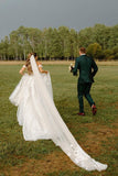 A Line Off the Shoulder Appliques Bohemian Wedding Dresses Bridal Gown WD674-Pgmdress