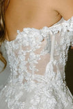 A Line Off the Shoulder Appliques Bohemian Wedding Dresses Bridal Gown WD674-Pgmdress