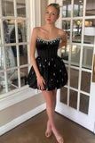 A Line Satin Short Cute Yellow Homecoming Dress Party Dress with Beading-Pgmdress