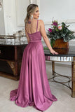 A Line Spaghetti Straps Sweetheart Ruched Long Bridesmaid Dress BD110-Pgmdress