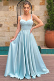 A Line Spaghetti Straps Sweetheart Ruched Long Bridesmaid Dress BD110-Pgmdress