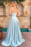 A Line Spaghetti Straps Sweetheart Ruched Long Bridesmaid Dress BD110-Pgmdress