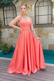 A Line Spaghetti Straps Sweetheart Ruched Long Bridesmaid Dress BD110-Pgmdress