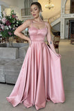 A Line Spaghetti Straps Sweetheart Ruched Long Bridesmaid Dress BD110-Pgmdress