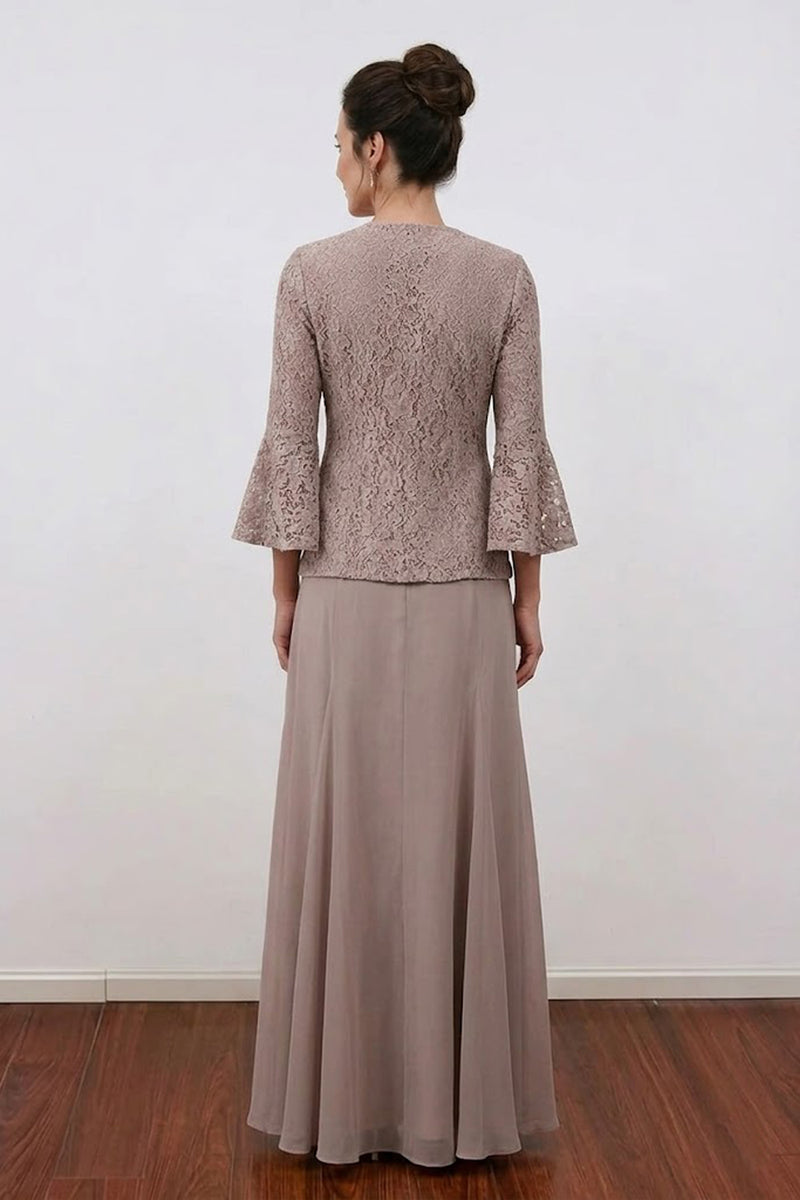 A Line V-Neck Champagne Mother of the Bride Dress with Jacket-Pgmdress
