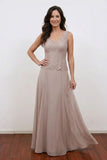 A Line V-Neck Champagne Mother of the Bride Dress with Jacket-Pgmdress