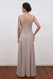 A Line V-Neck Champagne Mother of the Bride Dress with Jacket-Pgmdress