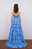 A Line Appliques Bodice Layers Yellow Prom Dress Party Dress