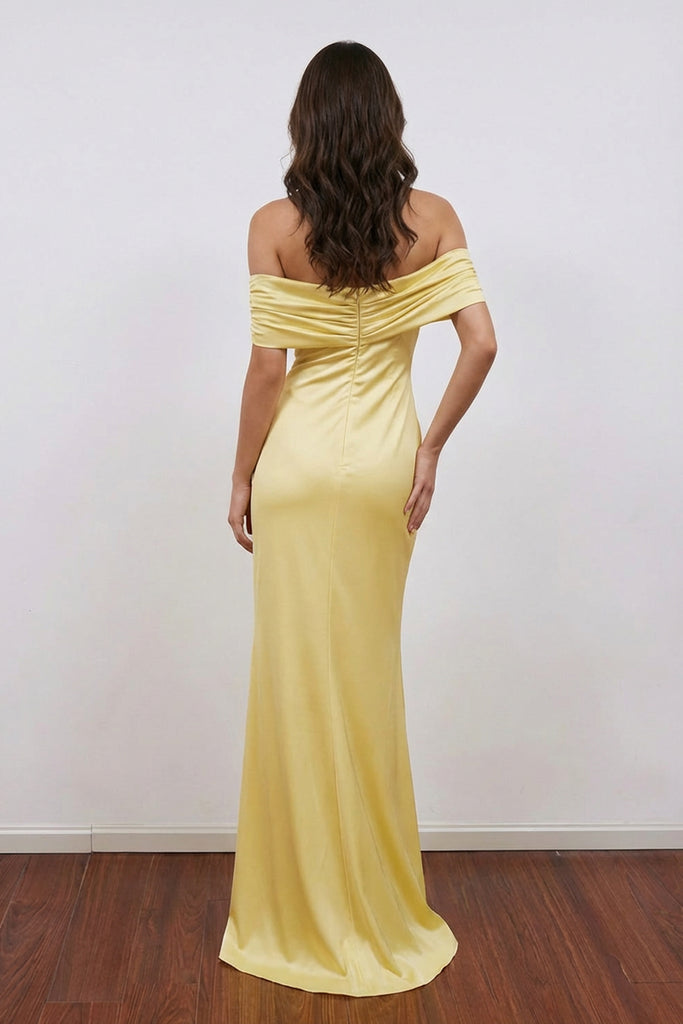 Aqua Sheath Off The Shoulder Satin Long Prom Dress Evening Dress