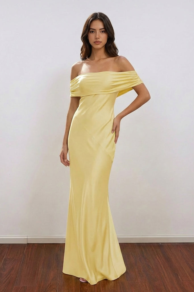 Aqua Sheath Off The Shoulder Satin Long Prom Dress Evening Dress