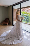 Robe de mariée en dentelle florale sans bretelles A Line Boho Ivoire avec nœud papillon en satin WD634