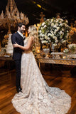 Ball Gown Lace White Wedding Dress With Detachable Long Sleeves  WD644-Pgmdress