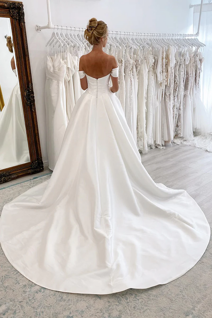 Robe de mariée en dentelle florale sans bretelles A Line Boho Ivoire avec nœud  papillon en satin – Pgmdress