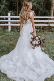 Beautiful A-line Lace Tulle V-neck Forest Wedding Dress WD687-Pgmdress