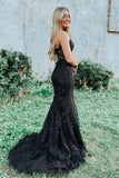 Black Strapless Mermaid Prom Dress With Lace Appliques PSK460-Pgmdress