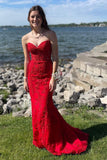 Black Strapless Mermaid Prom Dress With Lace Appliques PSK460-Pgmdress