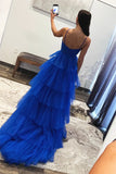 Blue Tulle Layers Long Formal Dress Princess Prom Dresses PSK548-Pgmdress