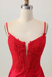 Bodycon Satin Ruched Short Corset Red Homecoming Dress with Lace-Pgmdress