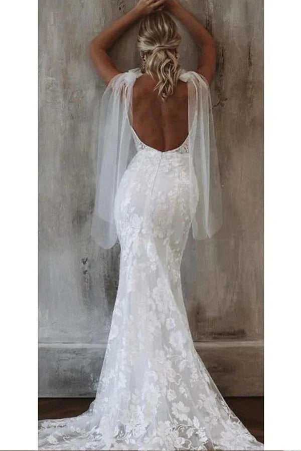 Bohemian Mermaid Mermaid Beach Wedding Dress Bridal Gown WD786-Pgmdress