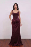 Burgundy Prom Dress Corset Back Mermaid Satin Formal Party Maxi Gown-Pgmdress