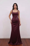 Burgundy Prom Dress Corset Back Mermaid Satin Formal Party Maxi Gown