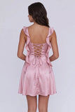 Charming Cowl Neck A-Line Burgundy Homecoming Dress with Ruffles