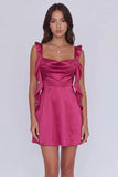 Charming Cowl Neck A-Line Burgundy Homecoming Dress with Ruffles