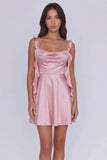 Charming Cowl Neck A-Line Burgundy Homecoming Dress with Ruffles