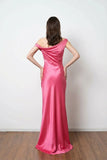 Chic One Shoulder Satin Sheath Simple Prom Dress Formal Dress-Pgmdress
