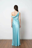 Chic One Shoulder Satin Sheath Simple Prom Dress Formal Dress-Pgmdress