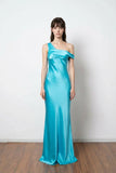 Chic One Shoulder Satin Sheath Simple Prom Dress Formal Dress-Pgmdress
