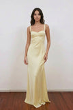 Chic Satin Sweetheart Straps Party Dress Yellow Prom Dres-Pgmdress