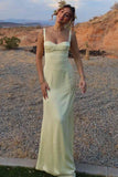 Chic Satin Sweetheart Straps Party Dress Yellow Prom Dres-Pgmdress