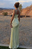 Chic Satin Sweetheart Straps Party Dress Yellow Prom Dres-Pgmdress