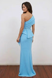 Chic Sky Blue Asymmetric Mother Of The Bride Dress with Side Slit-Pgmdress