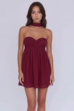 Chiffon Mini Homecoming Dress with Halter Neck and Lace-Up Back-Pgmdress