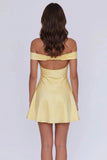 Classy Off Shoulder Satin A-Line Mini Homecoming Dress Party Dress-Pgmdress