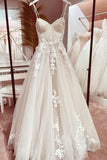 Corset Bodice Spaghetti Straps A Line Lace Wedding Dress Bridal Gown  WD651