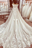 Corset Bodice Spaghetti Straps A Line Lace Wedding Dress Bridal Gown  WD651-Pgmdress