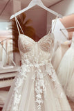 Corset Bodice Spaghetti Straps A Line Lace Wedding Dress Bridal Gown  WD651-Pgmdress