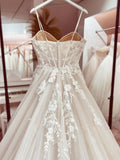 Corset Bodice Spaghetti Straps A Line Lace Wedding Dress Bridal Gown  WD651-Pgmdress