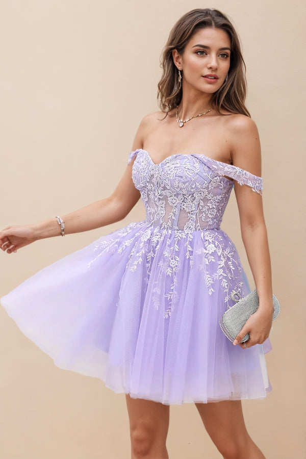 Corset Straps A-Line Lilac Homecoming Dress Short Prom Dress Pgmdress Corset Straps A-Line Lilac Homecoming Dress Short Prom Dress Pgmdress