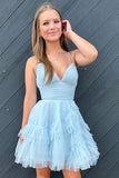 Cute A-Line Spaghetti Straps  Pink Tulle Homecoming Party Dress PD481-Pgmdress